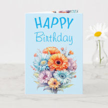 Gerbera bloemen gelukkige verjaardag blanco blauw