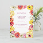 Gerbera Bloemen Kleurrijke Waterverf Bruiloft Kaart (Staand voorkant)