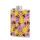 Gerbera-bloesem, achtergrond heupfles (Links)