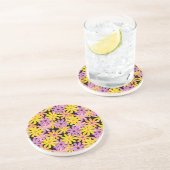 Gerbera-bloesem, achtergrond zandsteen onderzetter (Zijkant)