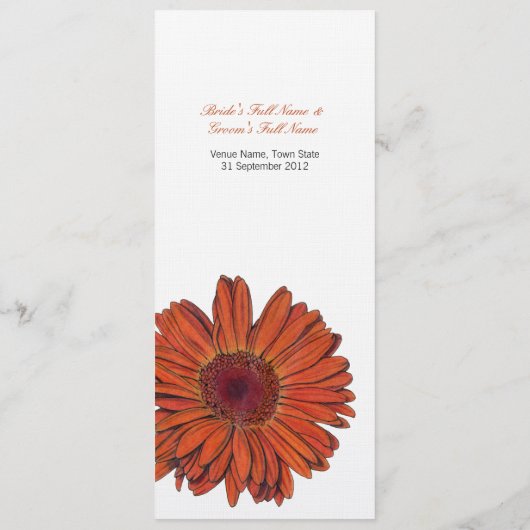 Gerbera Bruiloftsmenu Menu (Achterkant)