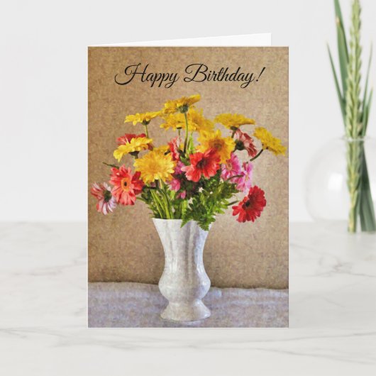 Gerbera Daisies Colorful Artsy Birthday Kaart (Voorkant)