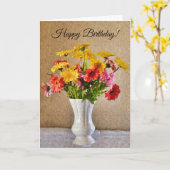 Gerbera Daisies Colorful Artsy Birthday Kaart (Gele Bloem)