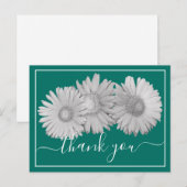 Gerbera Daisies Green Background Bedankt Briefkaart (Voorkant / Achterkant)