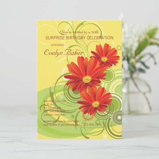 Gerbera Daisies Invitation Kaart (Staand voorkant)