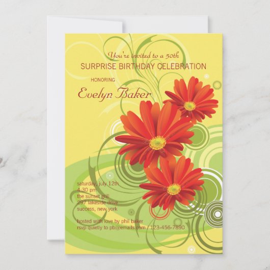 Gerbera Daisies Invitation Kaart (Voorkant)