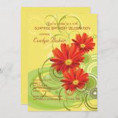 Gerbera Daisies Invitation Kaart (Voorkant / Achterkant)