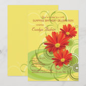 Gerbera Daisies Invitation Kaart (Voorkant / Achterkant)