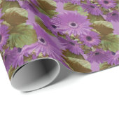 Gerbera Daisies paarse salie groen inpakpapier (Rol Hoek)