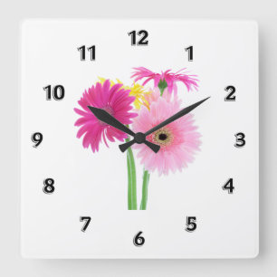 Gerbera Daisies Pink Vierkante Klok