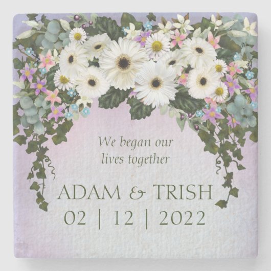 Gerbera Daisies Swag Stenen Onderzetter (Voorkant)