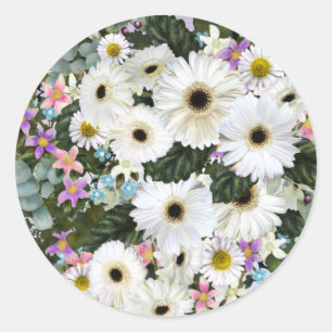 Gerbera Daisies Swag Wedding Ronde Sticker