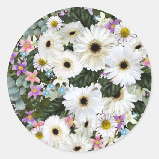 Gerbera Daisies Swag Wedding Ronde Sticker (Voorkant)