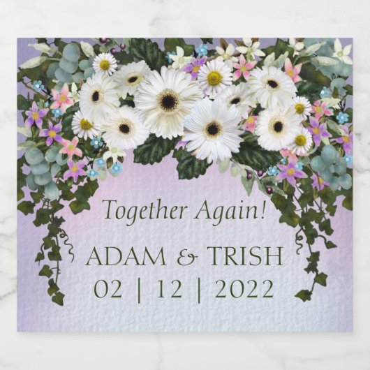 Gerbera Daisies Swag Wedding Sparkling Wijnetiket (Enkel label)