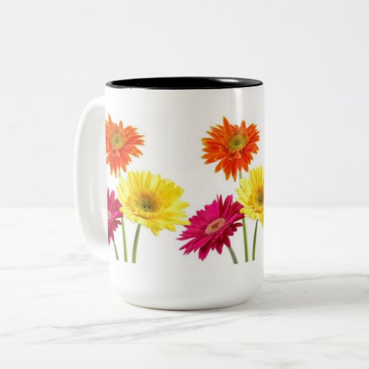Gerbera Daisies Tweekleurige Koffiemok (Voorkant links)