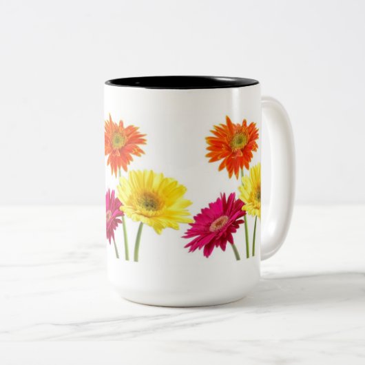 Gerbera Daisies Tweekleurige Koffiemok (Voorkant rechts)