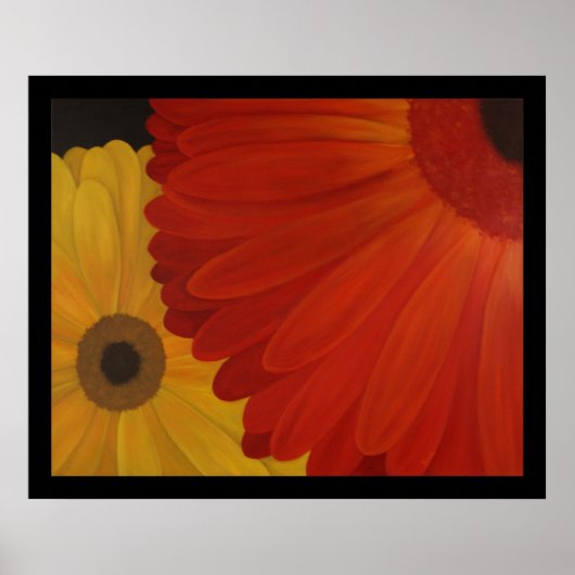 Gerbera Daisies van Original Oil op Canvas Poster (Voorkant)