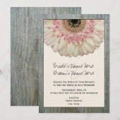 Gerbera Daisy & Barnwood Wedding Invitation Kaart (Voorkant / Achterkant)