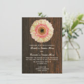 Gerbera Daisy & Barnwood Wedding Invitation Kaart (Staand voorkant)