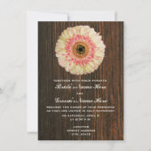 Gerbera Daisy & Barnwood Wedding Invitation Kaart (Voorkant)