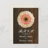 Gerbera Daisy & Barnwood Wedding RSVP (Voorkant / Achterkant)