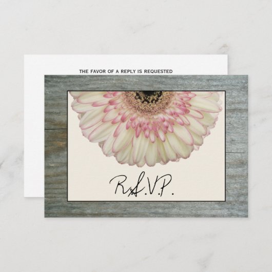 Gerbera Daisy & Barnwood Wedding RSVP (Voorkant / Achterkant)