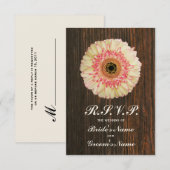 Gerbera Daisy & Barnwood Wedding RSVP Kaartje (Voorkant / Achterkant)