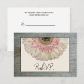 Gerbera Daisy & Barnwood Wedding RSVP Kaartje (Voorkant / Achterkant)