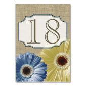 Gerbera Daisy Blauw en Geel Nummer Kaart (Voorkant)
