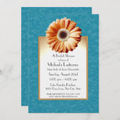 Gerbera Daisy Blauw en Sinaasappel Kaart (Voorkant / Achterkant)