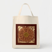 Gerbera Daisy Block Print, Brown en Tan Tote Bag (Voorkant)