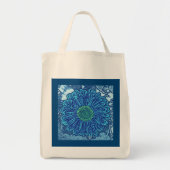 Gerbera Daisy Block Print, Cerulean Blue Tote Bag (Voorkant)