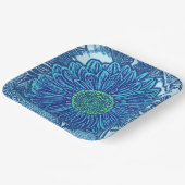 Gerbera Daisy Block Print, Cerulean & Indigo Blue Papieren Bordje (Gebogen)