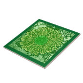 Gerbera Daisy Block Print, Emerald en Lime Green Tegeltje (Zijkant)