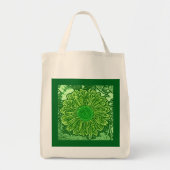 Gerbera Daisy Block Print, Emerald Green Tote Bag (Voorkant)