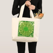 Gerbera Daisy Block Print - kalkgroen Grote Tote Bag (Voorkant (product))