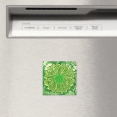 Gerbera Daisy Block Print - kalkgroen Magneet (Insitu (Vaatwasser))