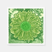 Gerbera Daisy Block Print - kalkgroen Servetten (Voorkant)