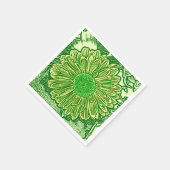 Gerbera Daisy Block Print - kalkgroen Servetten (Hoek)