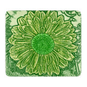 Gerbera Daisy Block Print - kalkgroen Snijplank (Voorkant)