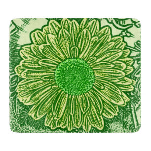 Gerbera Daisy Block Print - kalkgroen Snijplank