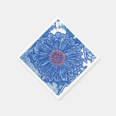 Gerbera Daisy Block Print - kobalt blauw Servetten (Hoek)