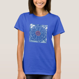 Gerbera Daisy Block Print - kobalt blauw T-shirt
