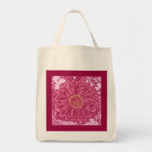 Gerbera Daisy Block Print, Maroon en Roze Tote Bag (Voorkant)