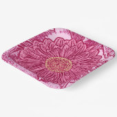 Gerbera Daisy Block Print, Maroon & Pastel Pink Papieren Bordje (Gebogen)