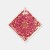 Gerbera Daisy Block Print - rood en roze Servetten (Hoek)