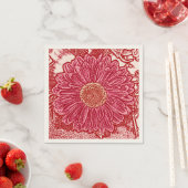Gerbera Daisy Block Print - rood en roze Servetten (Insitu)