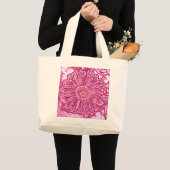 Gerbera Daisy Block Print - roze tinten Grote Tote Bag (Voorkant (product))