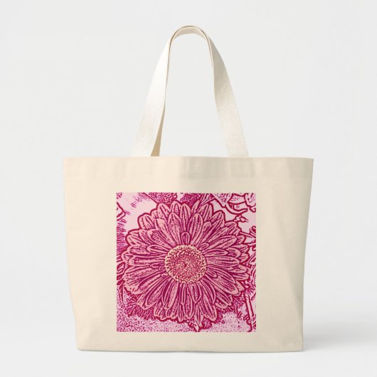 Gerbera Daisy Block Print - roze tinten Grote Tote Bag (Voorkant)