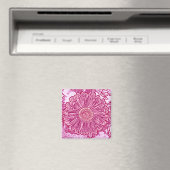 Gerbera Daisy Block Print - roze tinten Magneet (Insitu (Vaatwasser))
